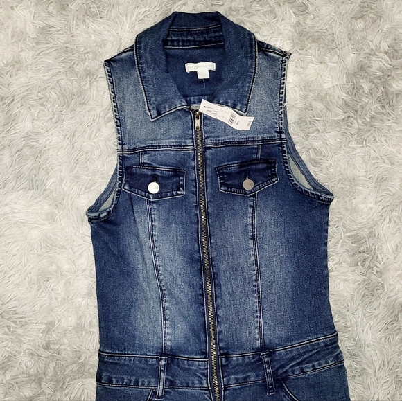 New York & Company Sleeveless Denim Jumpsuit, Size S Reg/Avg, NWT - Picture 3 of 4